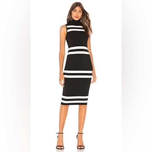 C/MEO Collective Dresses & Skirts - C/meo Pyramids black white Stripe Midi Dress sz Small revolve
